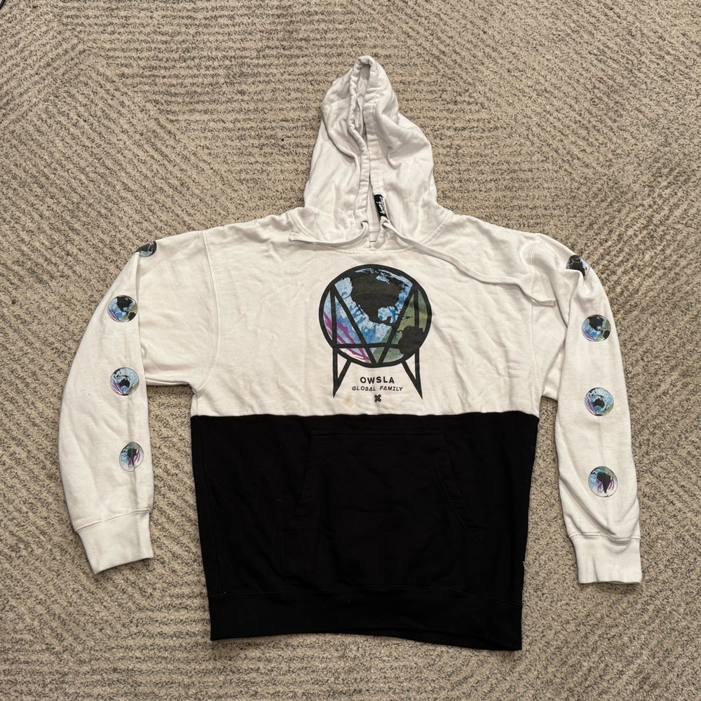 Electric Family × OWSLA Hoodie White/Black Split – Size L – Rare Drop